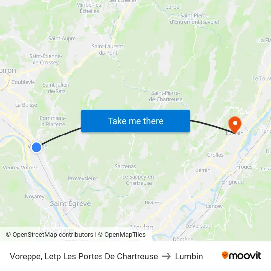 Voreppe, Letp Les Portes De Chartreuse to Lumbin map