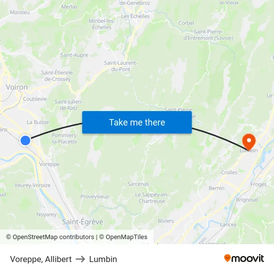 Voreppe, Allibert to Lumbin map