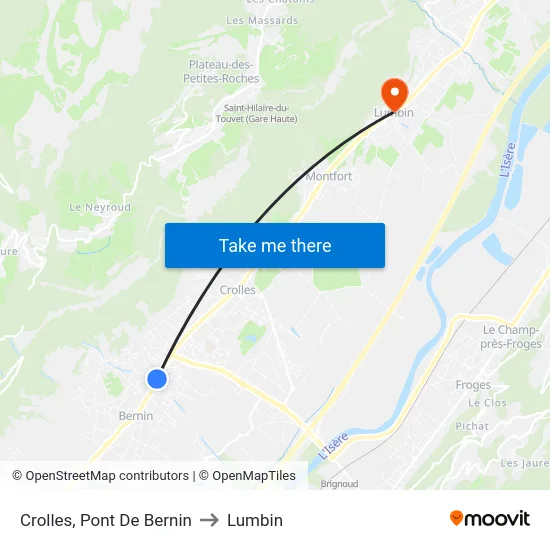 Crolles, Pont De Bernin to Lumbin map
