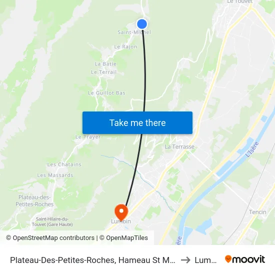 Plateau-Des-Petites-Roches, Hameau St Michel to Lumbin map