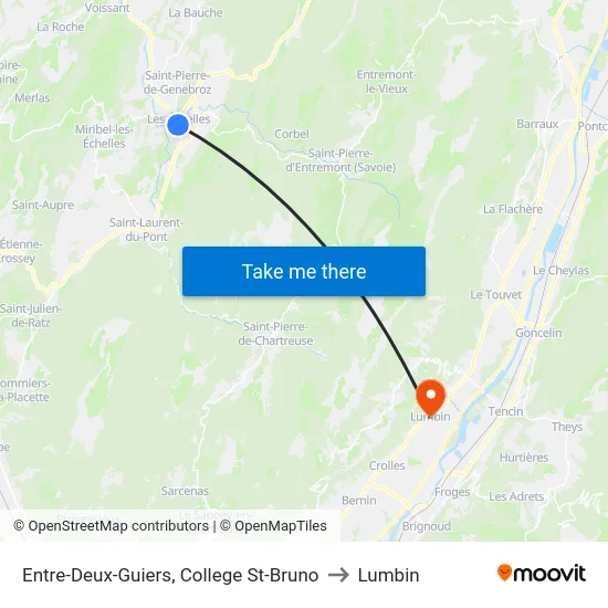 Entre-Deux-Guiers, College St-Bruno to Lumbin map
