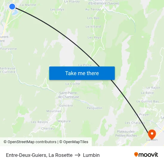 Entre-Deux-Guiers, La Rosette to Lumbin map