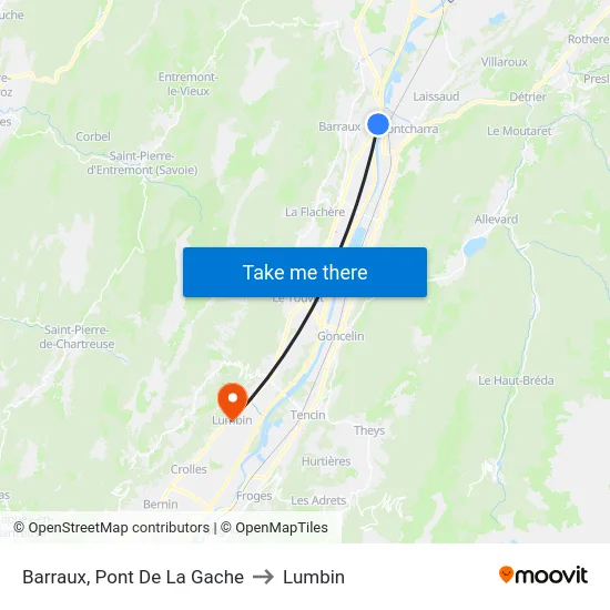 Barraux, Pont De La Gache to Lumbin map