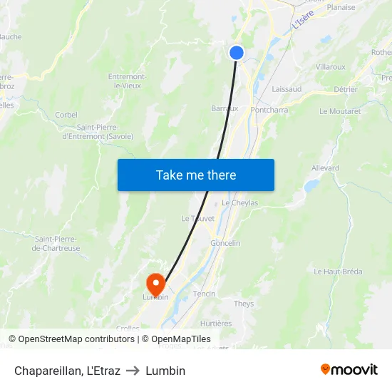 Chapareillan, L'Etraz to Lumbin map