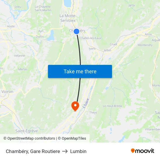 Chambéry, Gare Routiere to Lumbin map