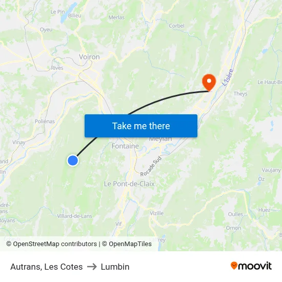 Autrans, Les Cotes to Lumbin map