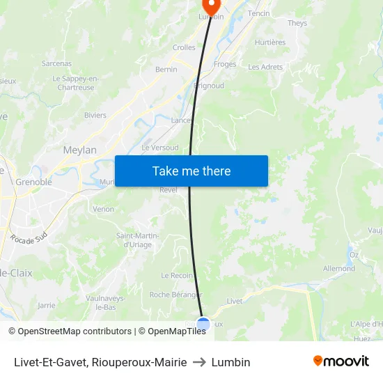 Livet-Et-Gavet, Riouperoux-Mairie to Lumbin map