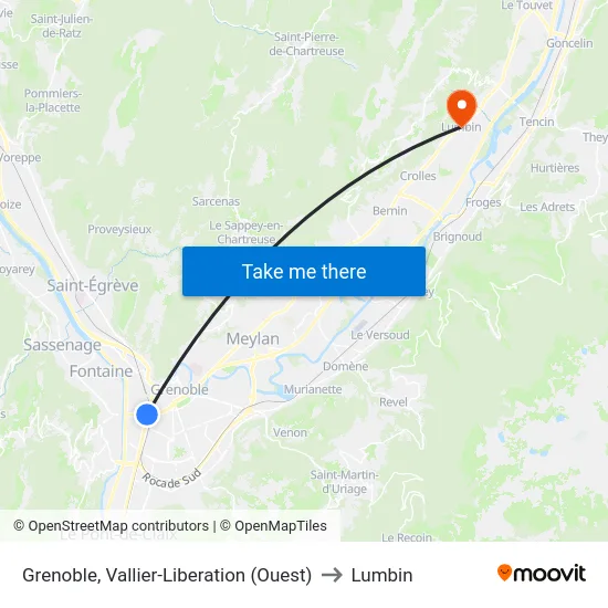 Grenoble, Vallier-Liberation (Ouest) to Lumbin map