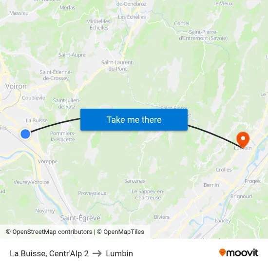 La Buisse, Centr'Alp 2 to Lumbin map