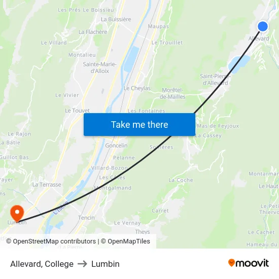 Allevard, College to Lumbin map