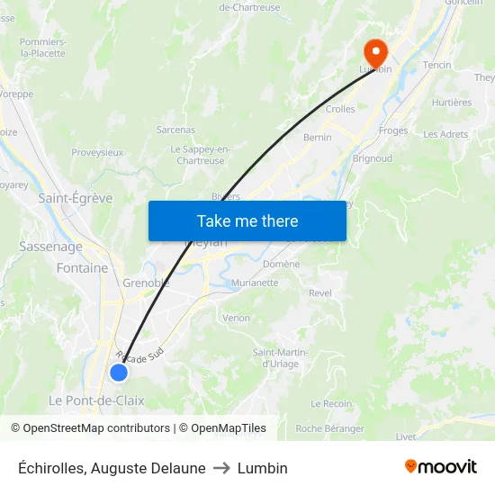 Échirolles, Auguste Delaune to Lumbin map