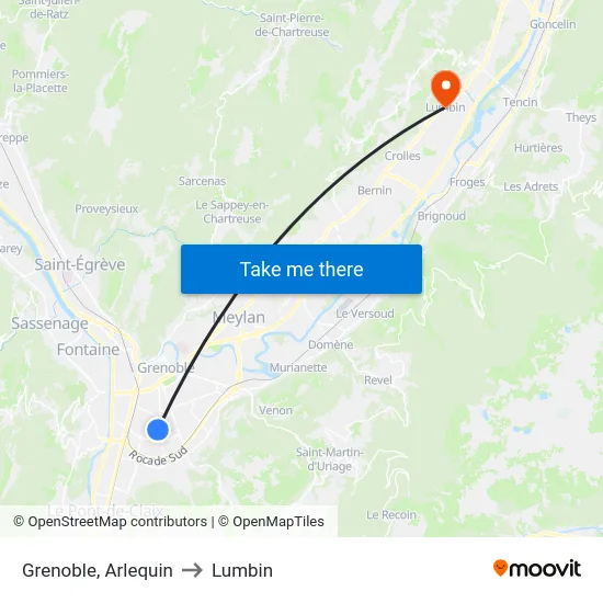 Grenoble, Arlequin to Lumbin map