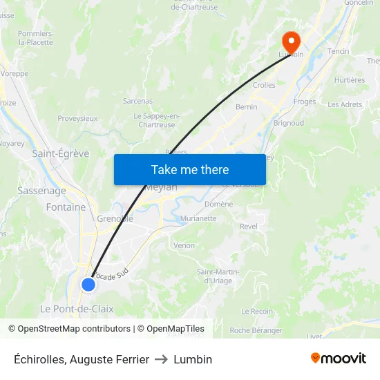 Échirolles, Auguste Ferrier to Lumbin map