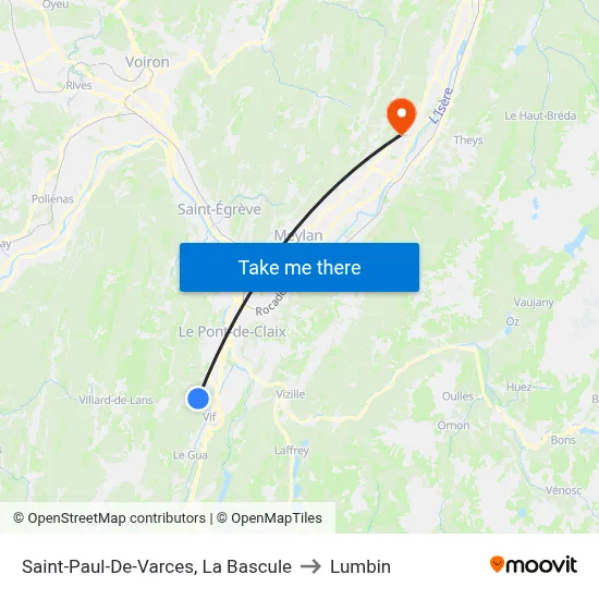 Saint-Paul-De-Varces, La Bascule to Lumbin map