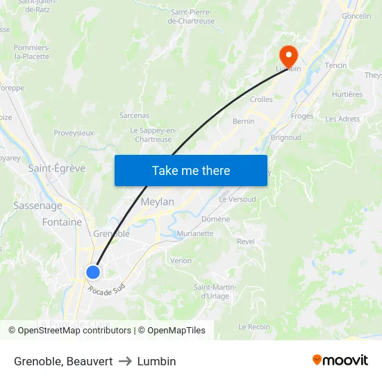 Grenoble, Beauvert to Lumbin map