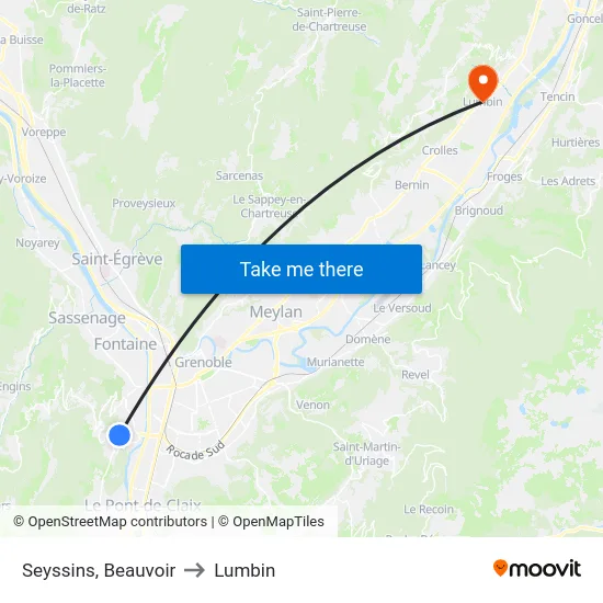 Seyssins, Beauvoir to Lumbin map