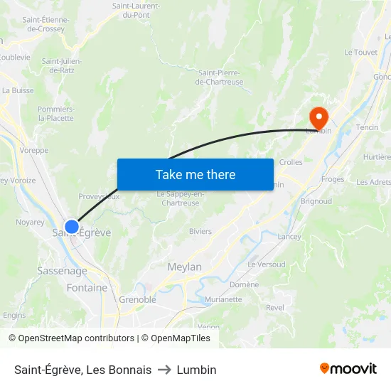 Saint-Égrève, Les Bonnais to Lumbin map