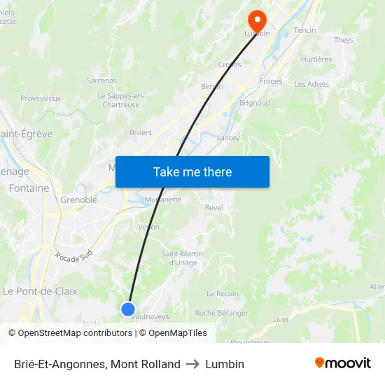 Brié-Et-Angonnes, Mont Rolland to Lumbin map
