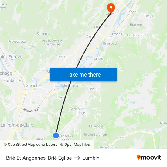 Brié-Et-Angonnes, Brié Église to Lumbin map