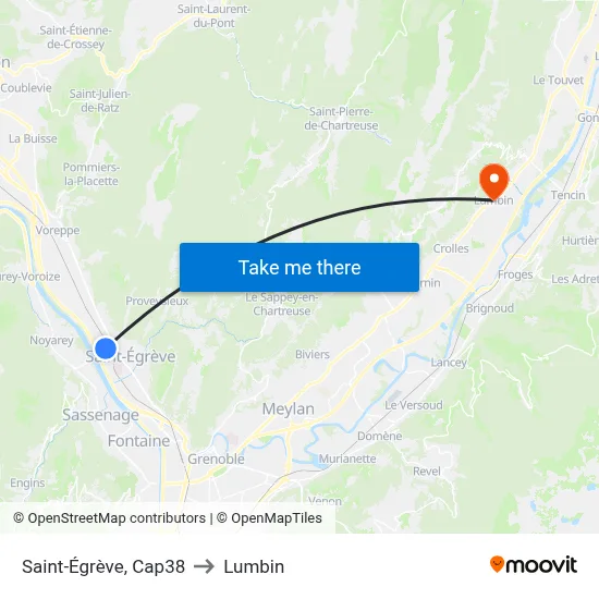 Saint-Égrève, Cap38 to Lumbin map