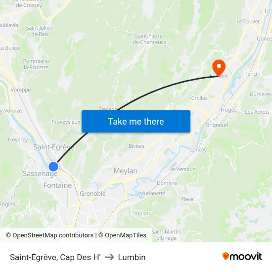 Saint-Égrève, Cap Des H' to Lumbin map