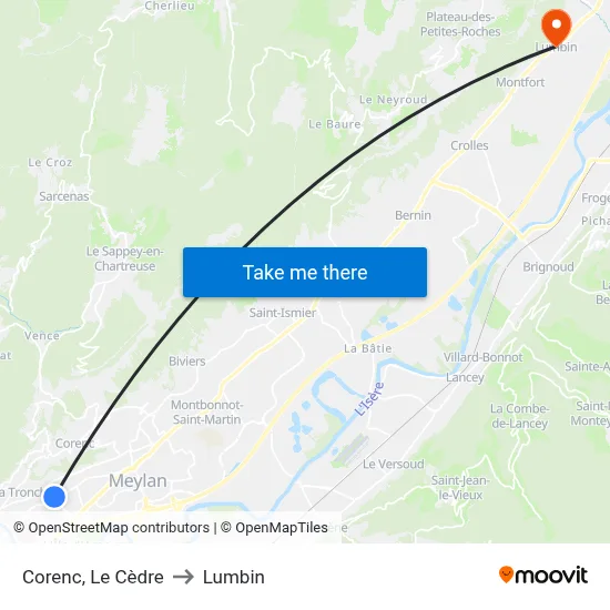 Corenc, Le Cèdre to Lumbin map