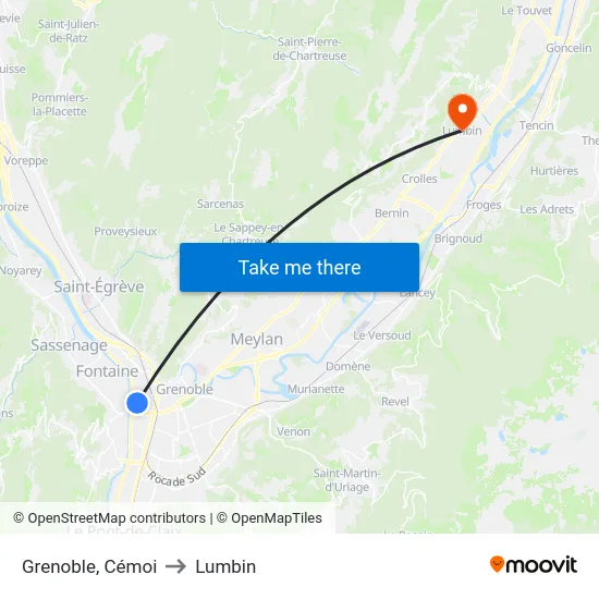 Grenoble, Cémoi to Lumbin map