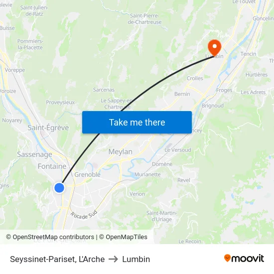 Seyssinet-Pariset, L'Arche to Lumbin map