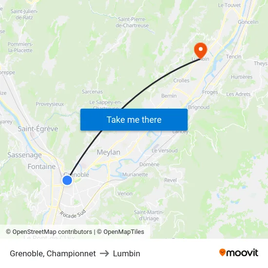 Grenoble, Championnet to Lumbin map
