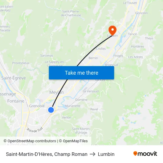 Saint-Martin-D'Hères, Champ Roman to Lumbin map