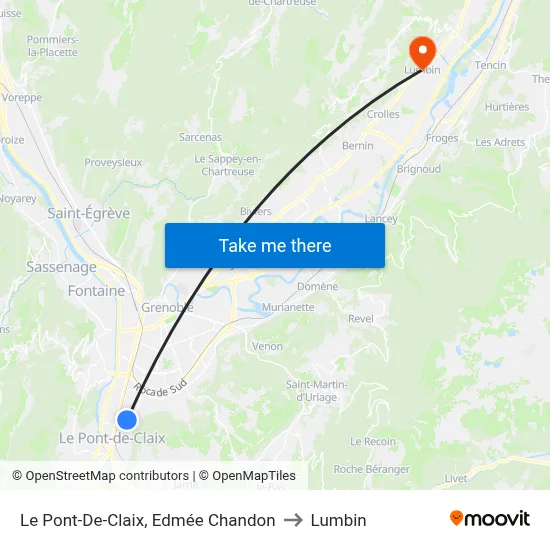 Le Pont-De-Claix, Edmée Chandon to Lumbin map