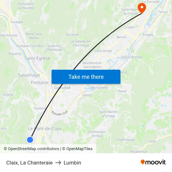 Claix, La Chanteraie to Lumbin map