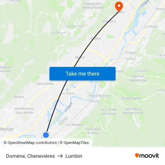 Domène, Chenevières to Lumbin map
