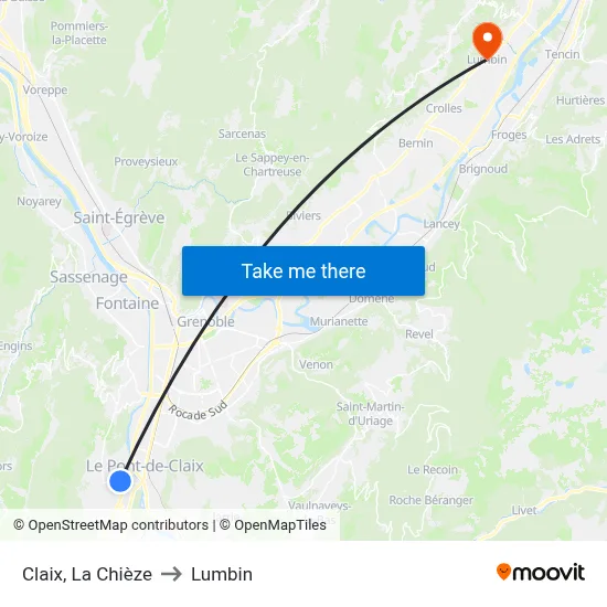 Claix, La Chièze to Lumbin map