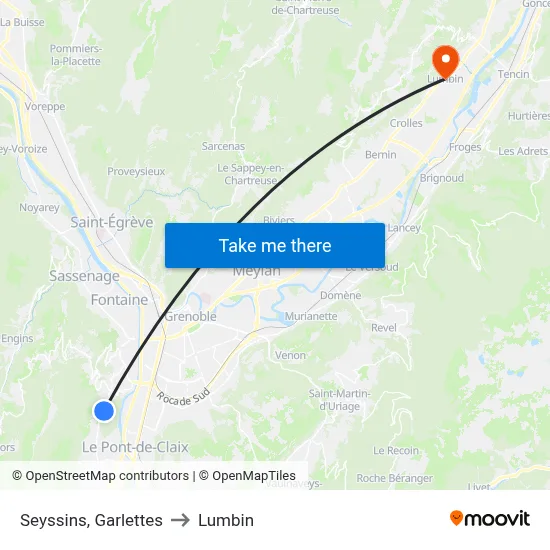 Seyssins, Garlettes to Lumbin map