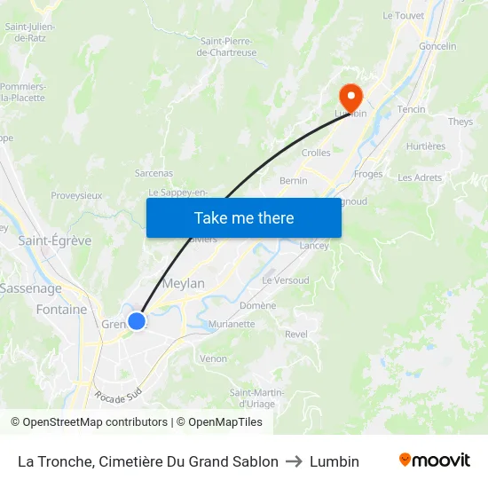 La Tronche, Cimetière Du Grand Sablon to Lumbin map