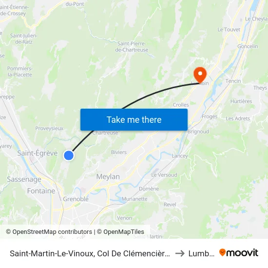 Saint-Martin-Le-Vinoux, Col De Clémencières to Lumbin map