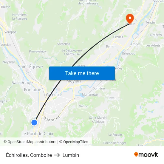 Échirolles, Comboire to Lumbin map
