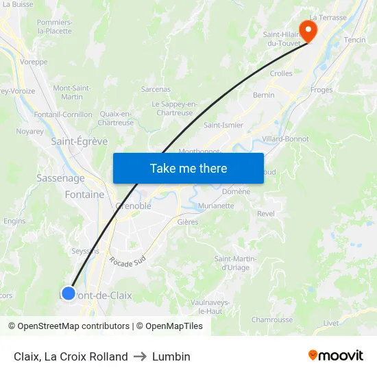 Claix, La Croix Rolland to Lumbin map
