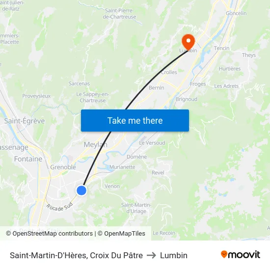 Saint-Martin-D'Hères, Croix Du Pâtre to Lumbin map