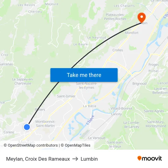 Meylan, Croix Des Rameaux to Lumbin map