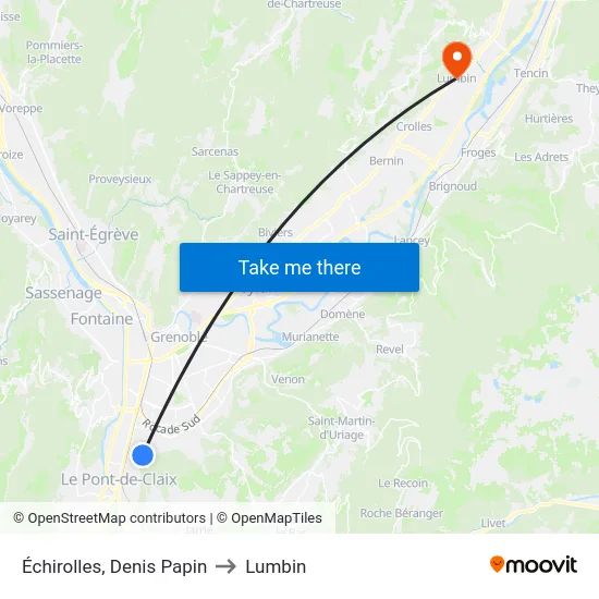 Échirolles, Denis Papin to Lumbin map