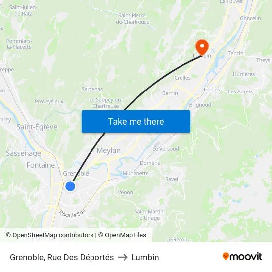 Grenoble, Rue Des Déportés to Lumbin map