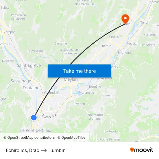 Échirolles, Drac to Lumbin map