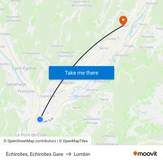 Échirolles, Echirolles Gare to Lumbin map