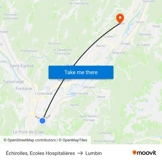 Échirolles, Ecoles Hospitalières to Lumbin map