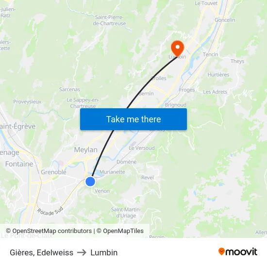 Gières, Edelweiss to Lumbin map