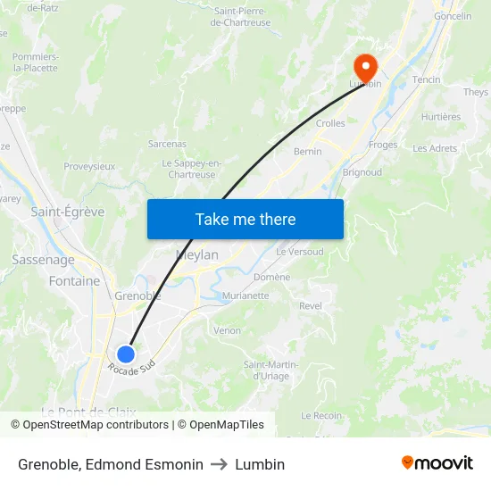 Grenoble, Edmond Esmonin to Lumbin map