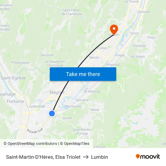 Saint-Martin-D'Hères, Elsa Triolet to Lumbin map
