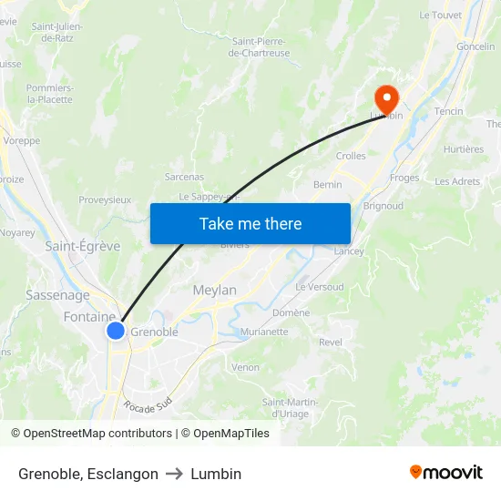 Grenoble, Esclangon to Lumbin map